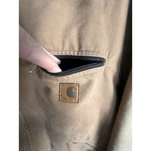 Vtg Carhartt Detroit Jacket J97 Sandstone Duck Blanket Lined Sz 2XL Reg Workwear - Picture 11 of 16
